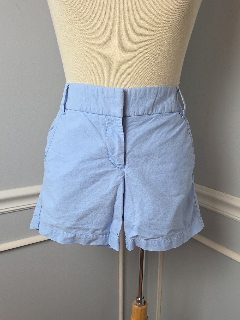 J.CREW 100% Cotton Blue Chino 5 Inch Preppy Classic Casual Summer Shorts 4 VTG
